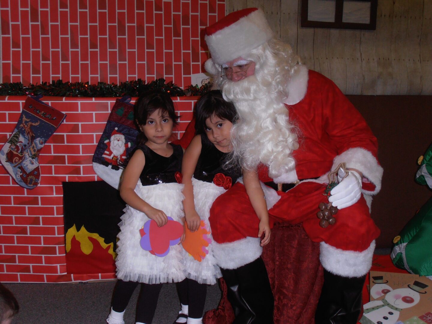 Santa and kids at Christmas time